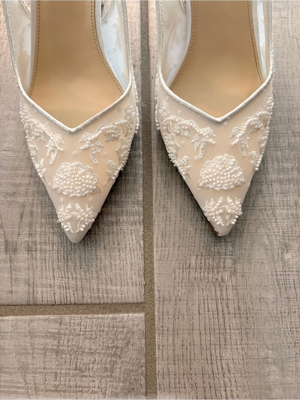 Betsey Johnson Ivory Beaded Pointed-Toe Slingback Heels - Picture 10 of 12